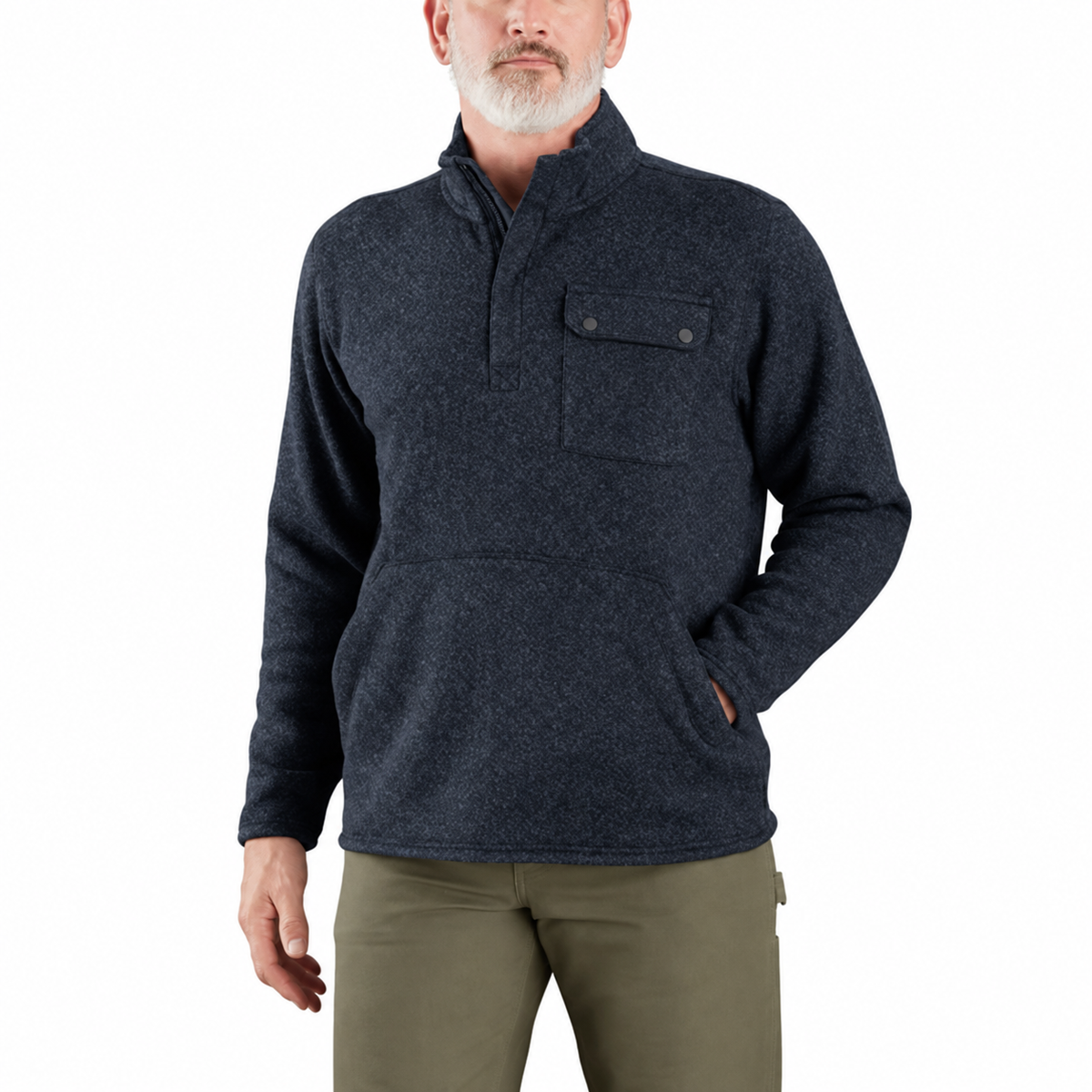 Men's Relaxed Fit Midweight Quarter-Zip Pocket Sweater Fleece