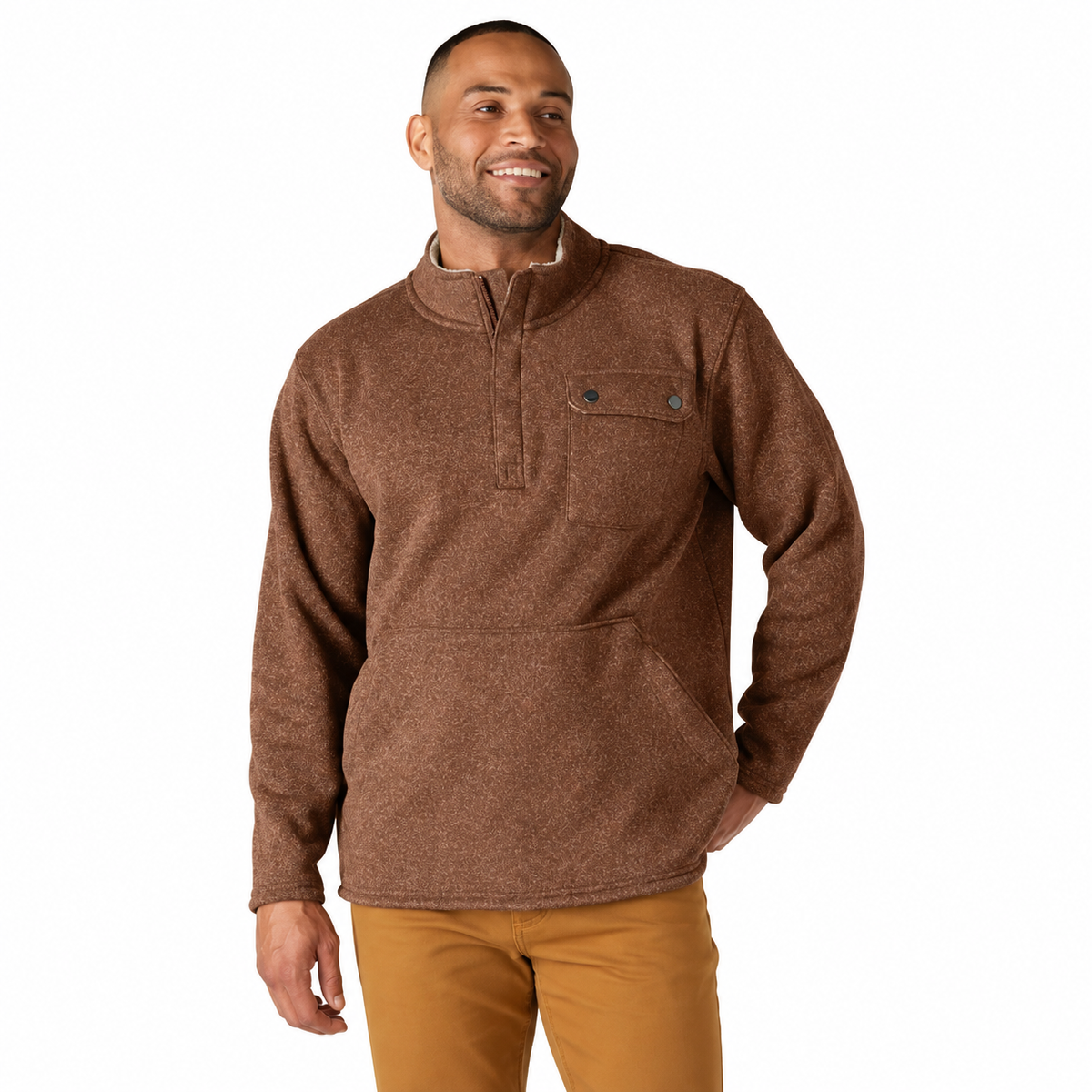 Men's Relaxed Fit Midweight Quarter-Zip Pocket Sweater Fleece