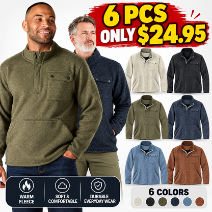 Men's Relaxed Fit Midweight Quarter-Zip Pocket Sweater Fleece
