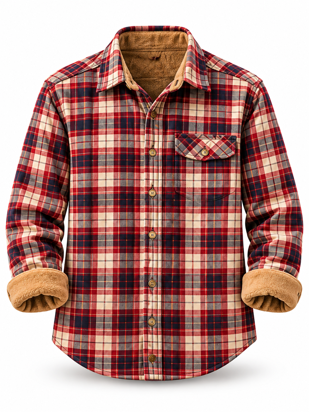Mens Flannel Long Sleeve Button Down 100% Cotton Shirt