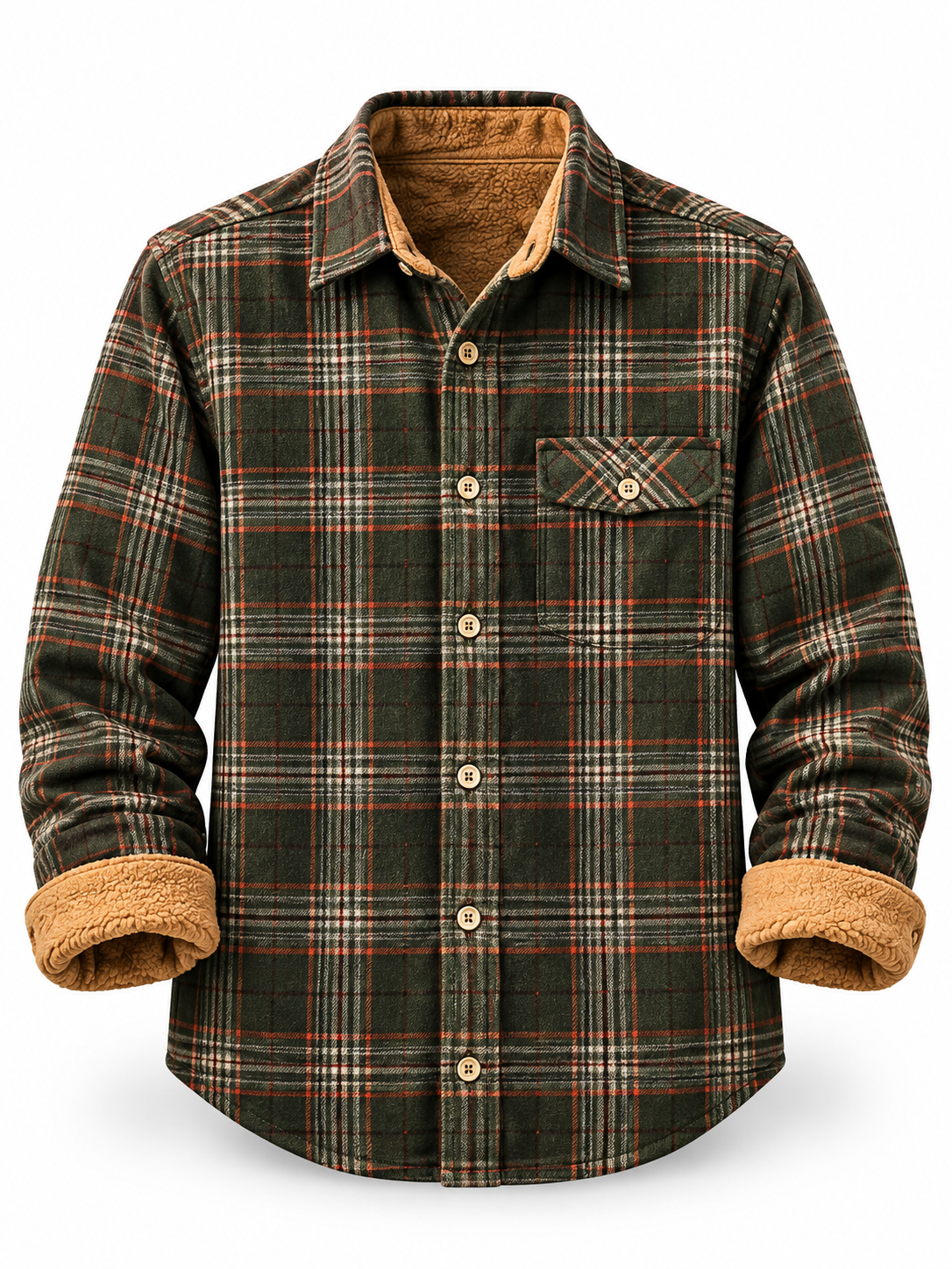 Mens Flannel Long Sleeve Button Down 100% Cotton Shirt