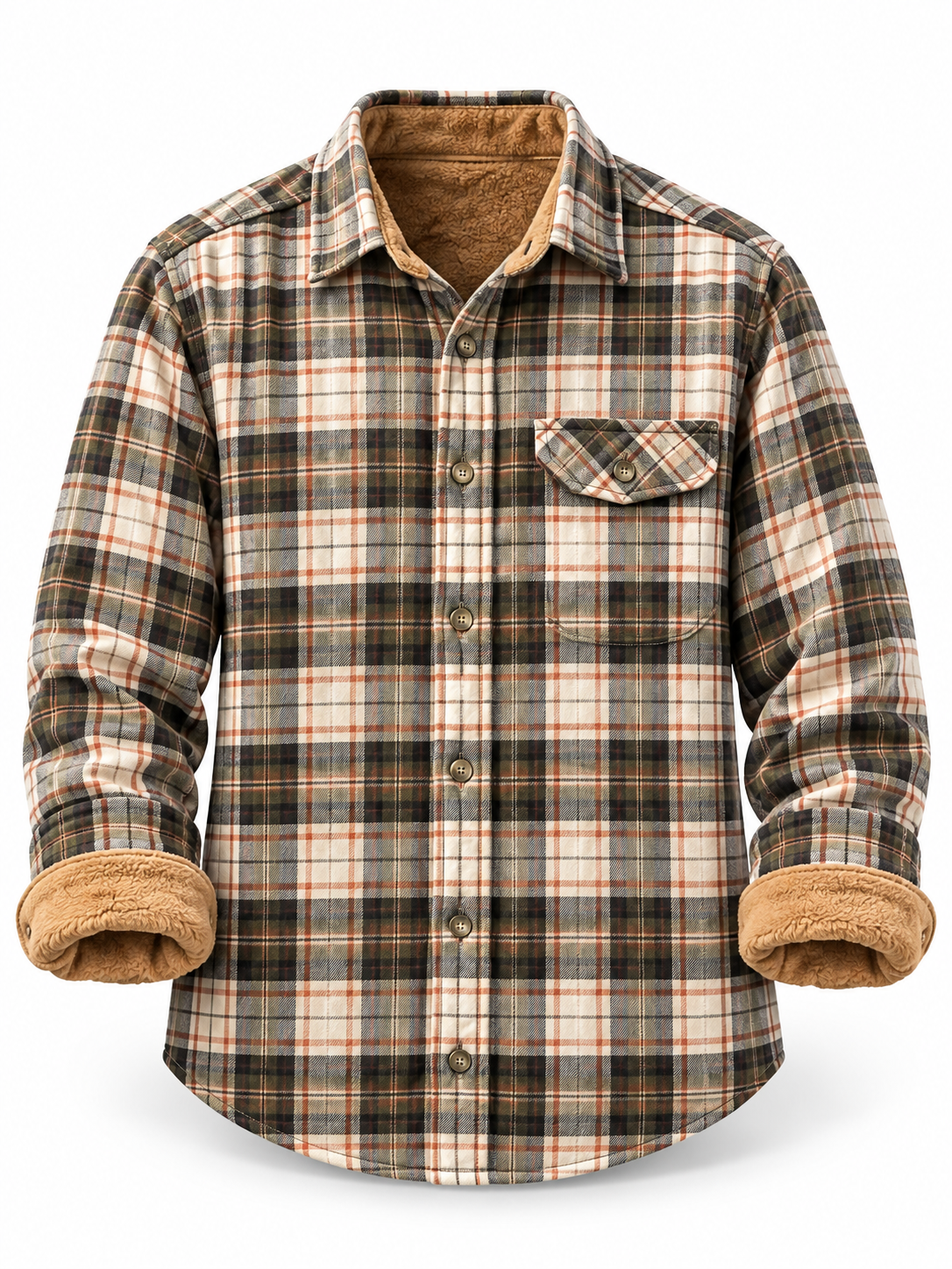 Mens Flannel Long Sleeve Button Down 100% Cotton Shirt