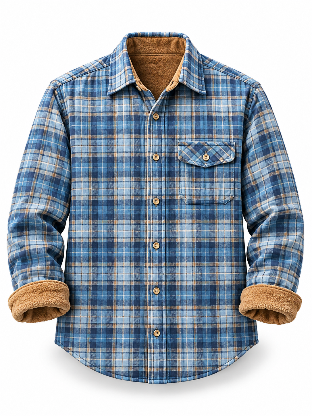 Mens Flannel Long Sleeve Button Down 100% Cotton Shirt