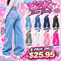 Wide-Leg Fit-8-PACK ONLY $25-Light Blue + Medium Blue + Dark Blue + Black + Gray + White + Light Pink + Hot Pink