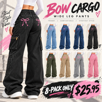 Extra Wide-Leg Fit-8-PACK ONLY $25-Black + Light Blue + Medium Blue + Dark Blue + Charcoal Gray + Army Green + Khaki + Gray + Pink