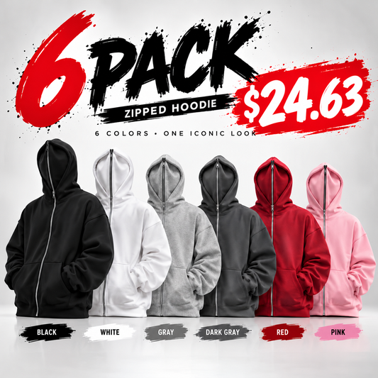 🔥 BESTSELLER | 6PCS $24.63 | Zipped Hoodie