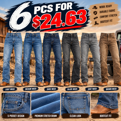 🔥 BESTSELLER | 6PCS $24.63 | Men's Rebar  DuraStretch Haze Low Rise Bootcut Work Jeans