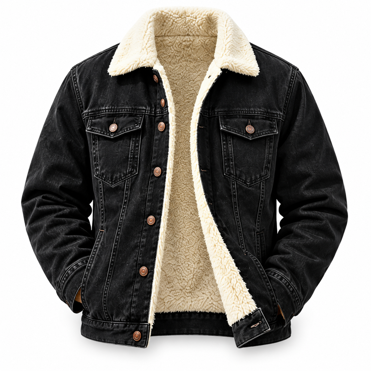🔥 BESTSELLER | 6PCS $24.99 |Men's Sherpa Lined Denim Jacket