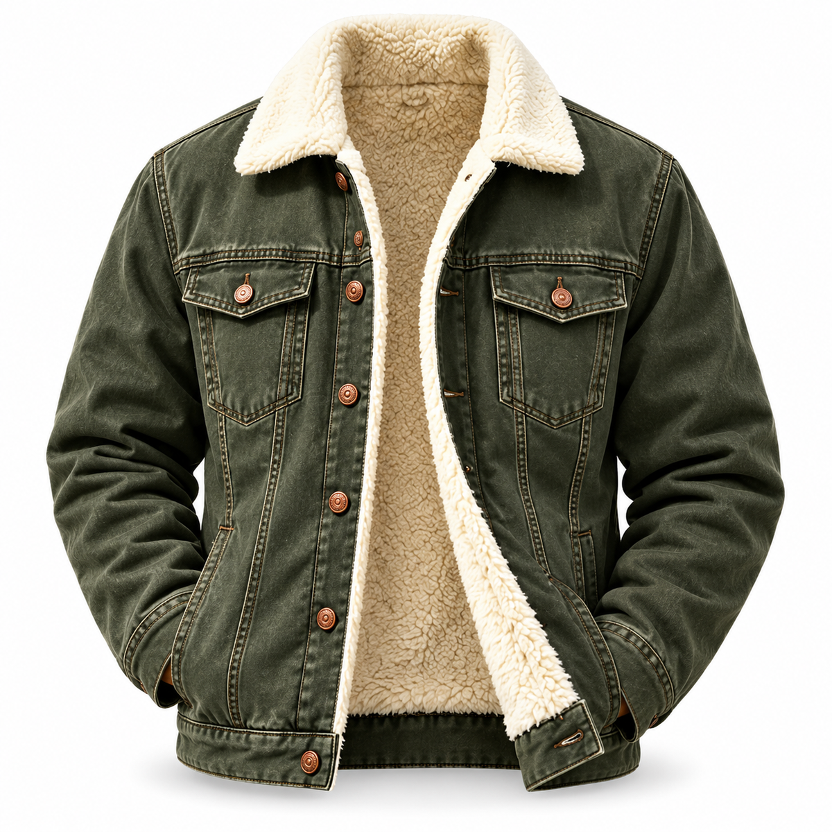 🔥 BESTSELLER | 6PCS $24.99 |Men's Sherpa Lined Denim Jacket