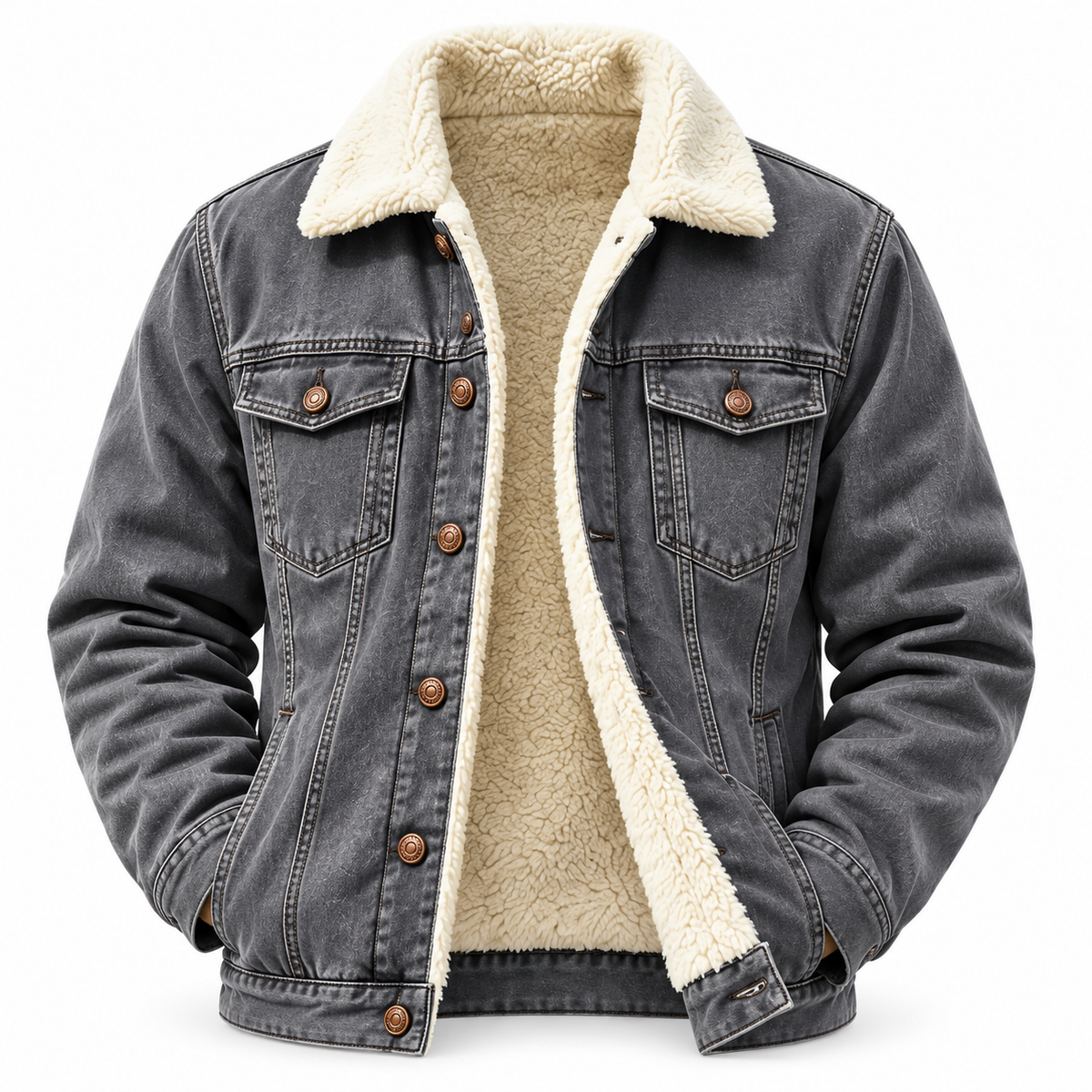 🔥 BESTSELLER | 6PCS $24.99 |Men's Sherpa Lined Denim Jacket