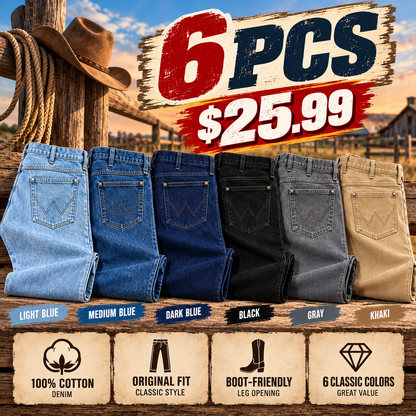 🔥 BESTSELLER | 6PCS $25.99 | Men's Cowboy Cut Original Fit  Cotton Jeans