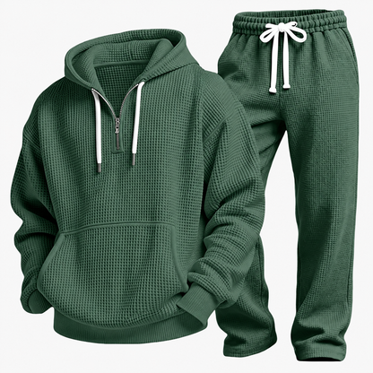 Waffle-Knit Performance Hoodie Jogger Set