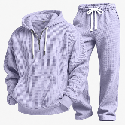 Waffle-Knit Performance Hoodie Jogger Set