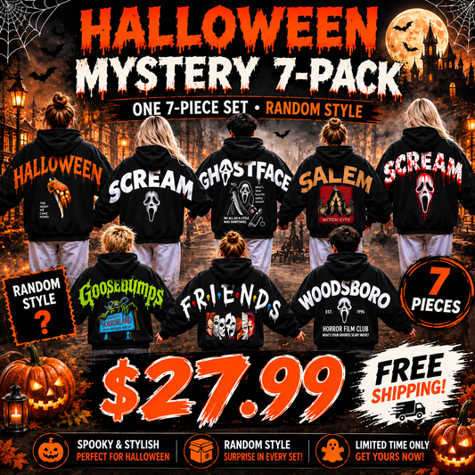 🎃 Halloween Horror Graphic Oversized Hoodies 👻 Vintage Spooky Back‐Print Unisex Pullover