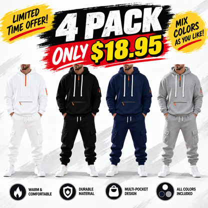 🔥 BESTSELLER | 8PCS $24.95 |Men's  Hoodie & Cargo Pants Tracksuit Set
