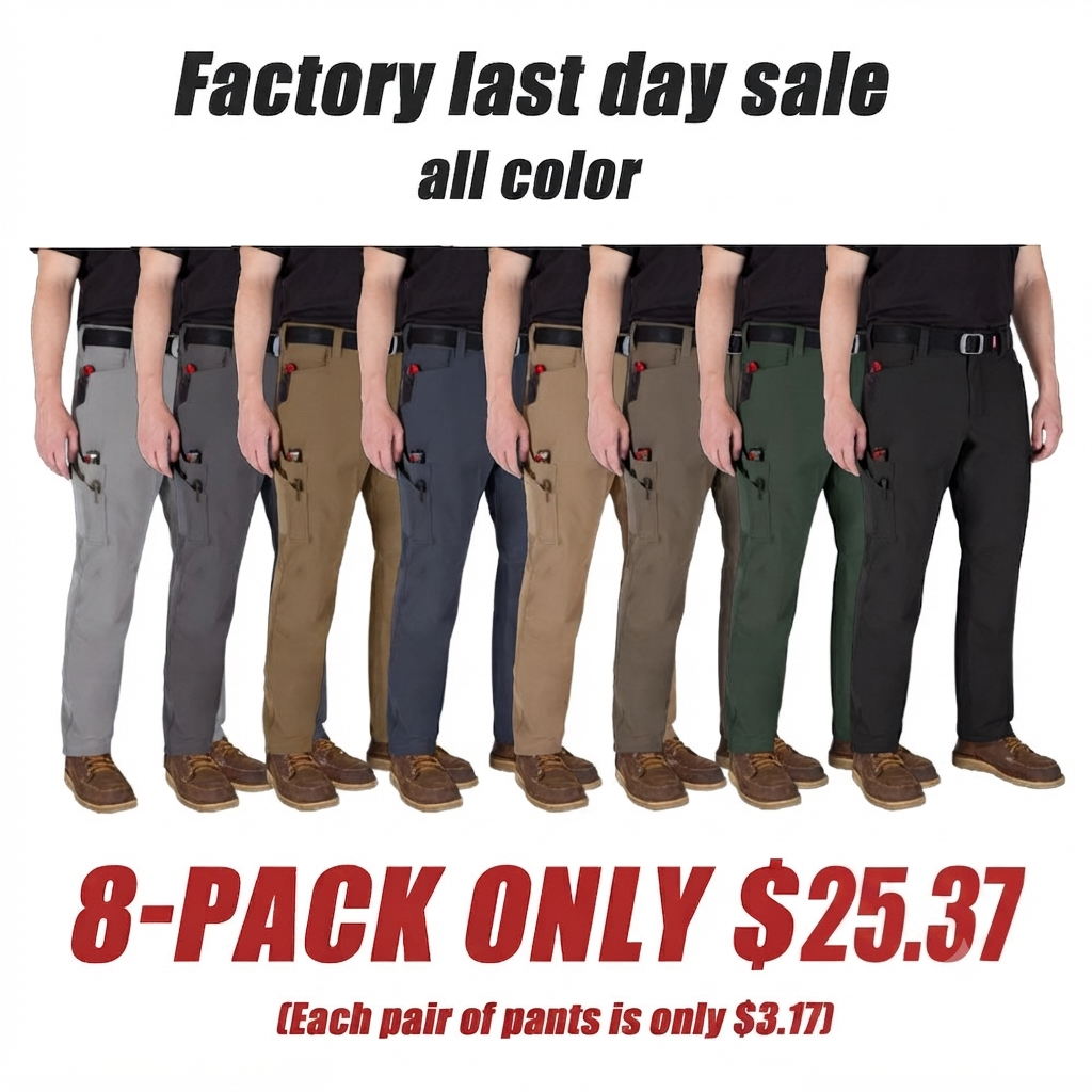 🔥Men's 8-PACK FREEFLEX Tech Work Pants with 7 Pockets