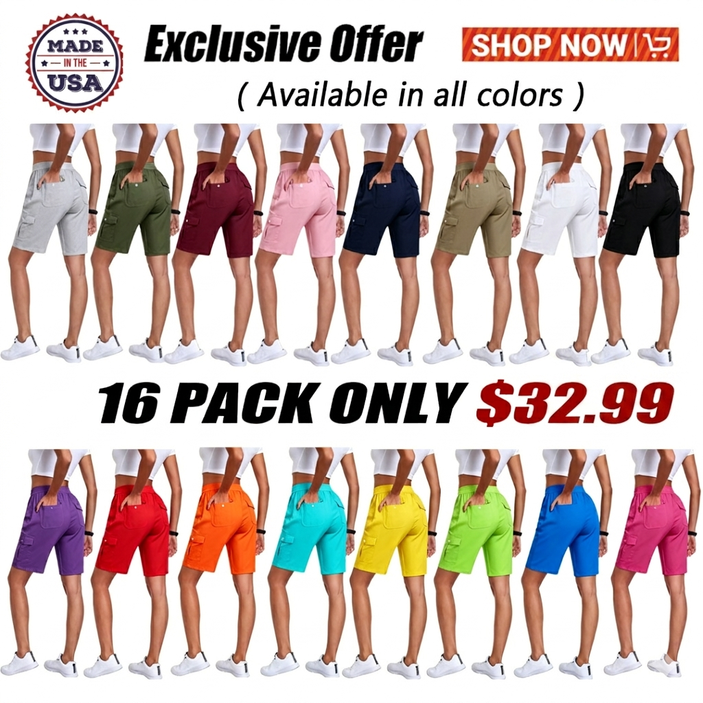 🔥90%off only today🔥[Available in 16 colors]Women's lightweight quick drying outdoor shorts with multifunctional pockets and elastic waistband, suitable for hiking and camping