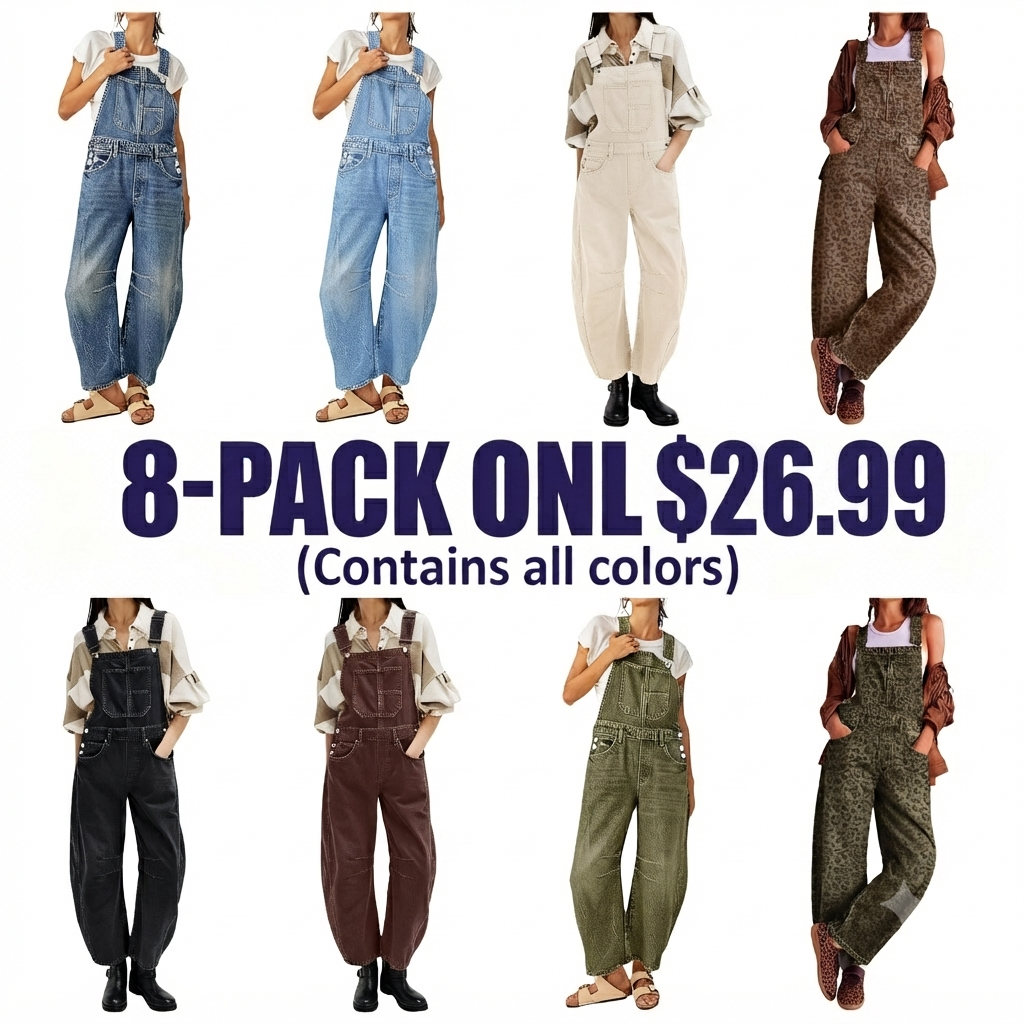 Women's Wide-Leg Denim Overall Vintage Barrel Jumpsuit
