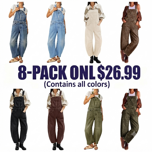 Women's Wide-Leg Denim Overall Vintage Barrel Jumpsuit