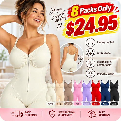 Shapewear for Women Tummy Control Bodysuits Zip-Up Comfort Ultra Stretch Fabric Customizable Fit Breathable Mesh Design Comfortable Fit