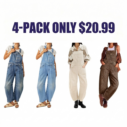 Women's Wide-Leg Denim Overall Vintage Barrel Jumpsuit