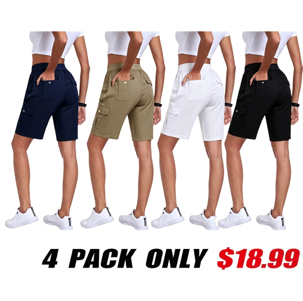 🔥90%off only today🔥[Available in 16 colors]Women's lightweight quick drying outdoor shorts with multifunctional pockets and elastic waistband, suitable for hiking and camping