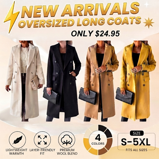 Womens Long Wool Coat Double Breasted Trench Coat Fall Winter Clothes