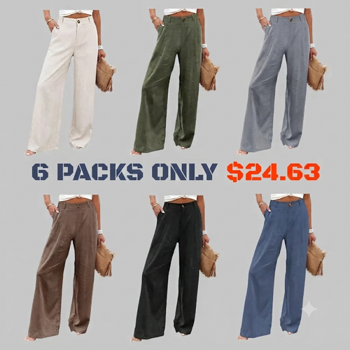 ⚡LAST 2 DAYS⚡- Women’s Casual High Waist Linen Wide Leg Trousers