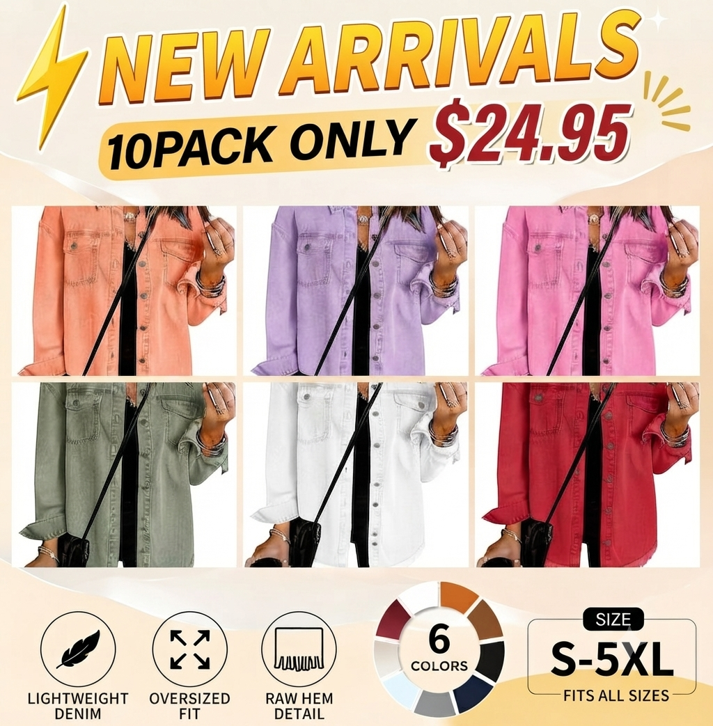 Women's Casual Denim Button Down Distressed Jacket
