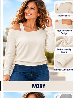 Women's Heat-Tech Multi-Wear Layering Bra Top - Long-Sleeves Minimalist Design
