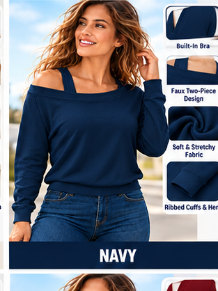 Women's Heat-Tech Multi-Wear Layering Bra Top - Long-Sleeves Minimalist Design