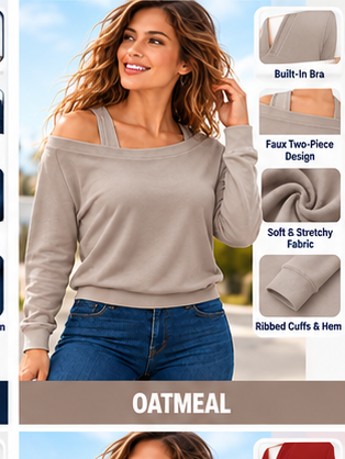 Women's Heat-Tech Multi-Wear Layering Bra Top - Long-Sleeves Minimalist Design