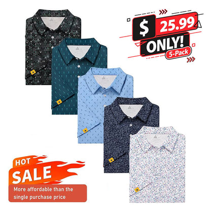 Mens UPF 50+ Moisture Wicking Casual Golf Short Sleeve Polo Shirts(5-Pack)