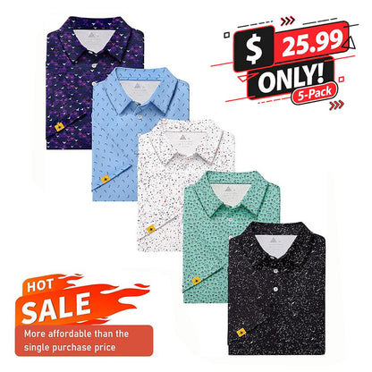 Mens UPF 50+ Moisture Wicking Casual Golf Short Sleeve Polo Shirts(5-Pack)