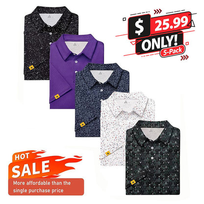 Mens UPF 50+ Moisture Wicking Casual Golf Short Sleeve Polo Shirts(5-Pack)