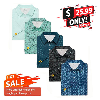 Mens UPF 50+ Moisture Wicking Casual Golf Short Sleeve Polo Shirts(5-Pack)