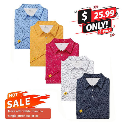 Mens UPF 50+ Moisture Wicking Casual Golf Short Sleeve Polo Shirts(5-Pack)