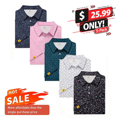 Mens UPF 50+ Moisture Wicking Casual Golf Short Sleeve Polo Shirts(5-Pack)