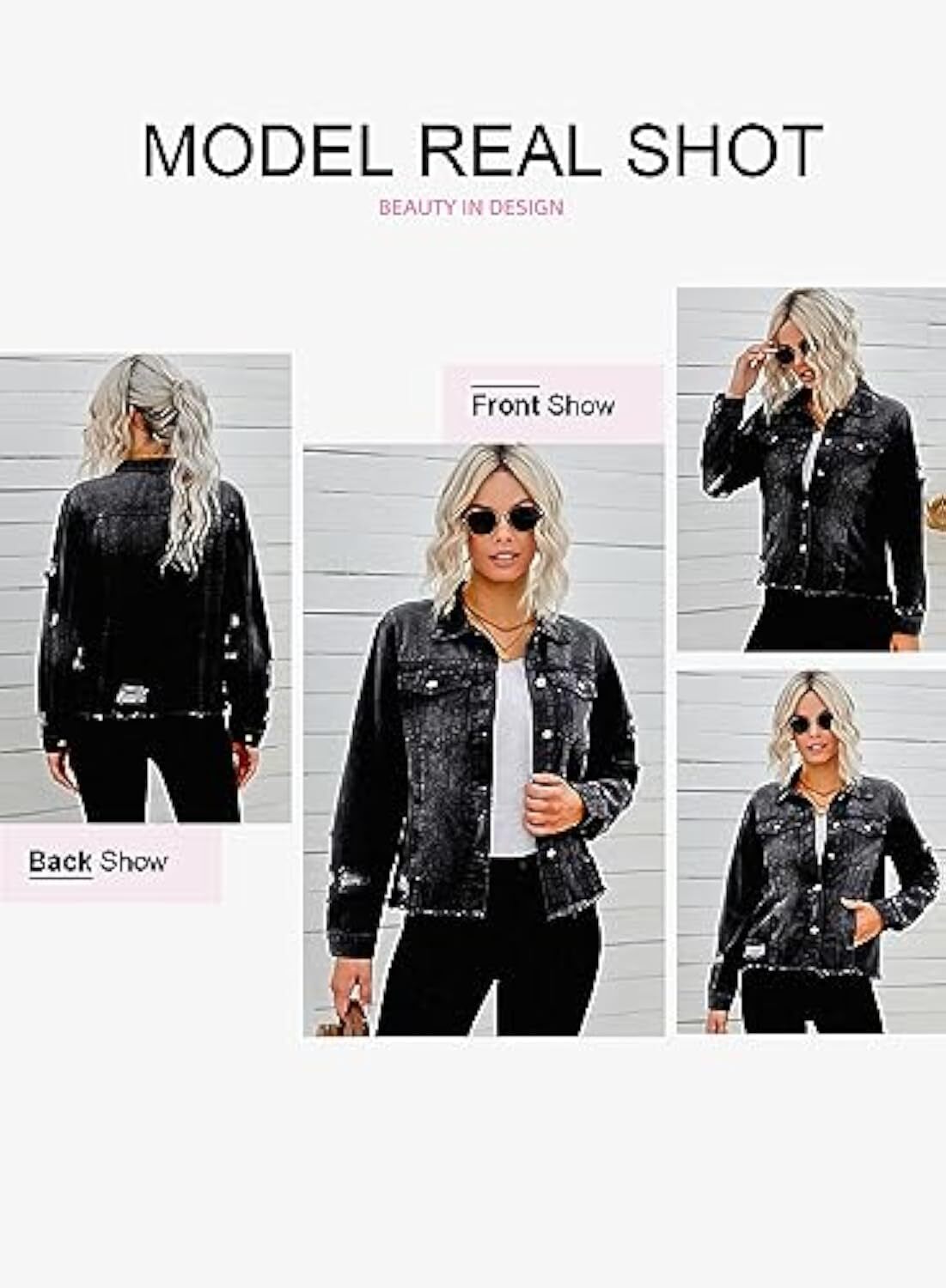 🔥Last day promotion⏰—Womens Washed Crop Denim Jacket With Pockets