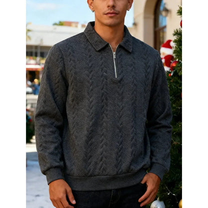 🔥 BESTSELLER | 8PCS $24.99 |Men's Fall Winter Outfits Knitted Polo Neck Long Sleeve Sweatshirt for Daliy Wear