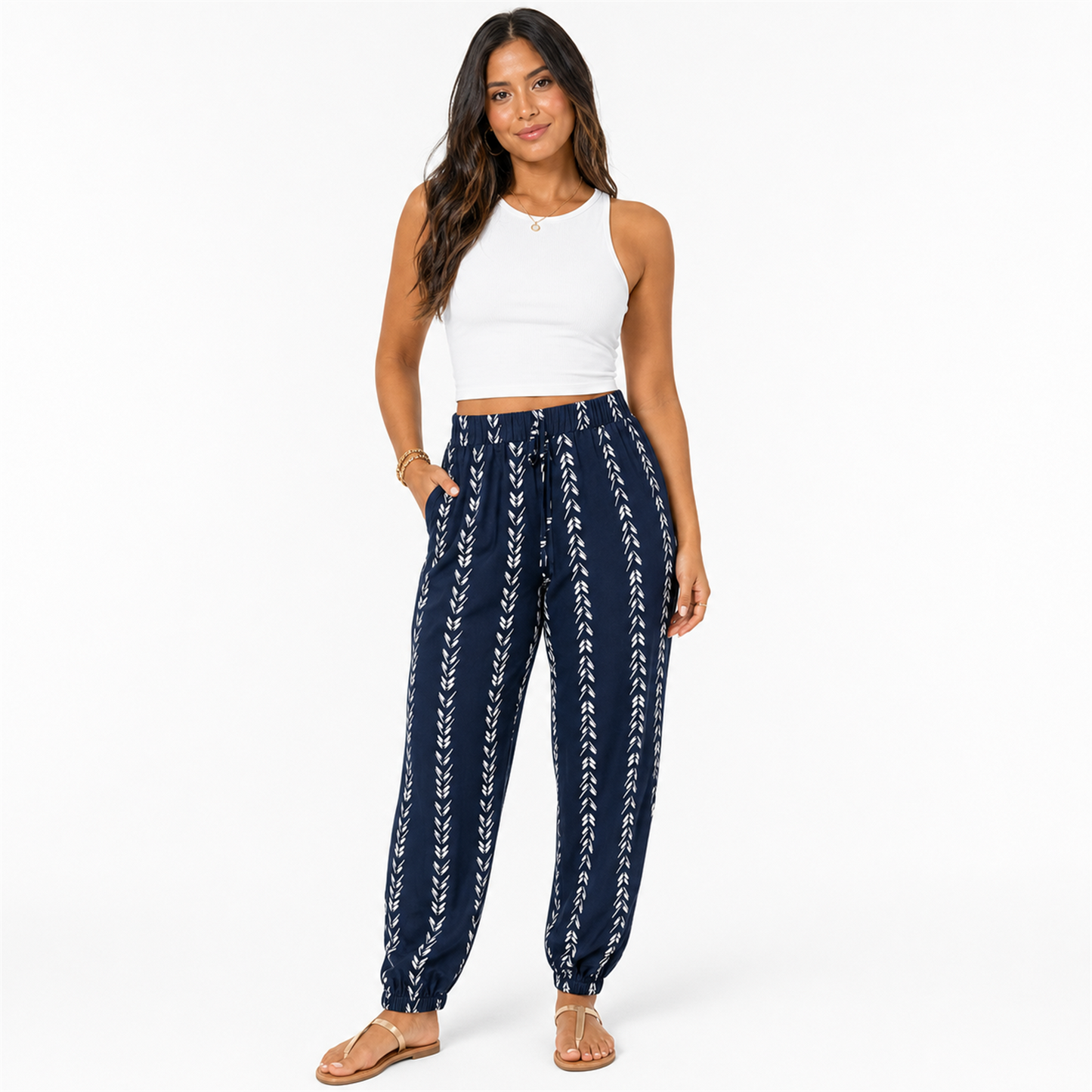 ⚡FINAL SALE⚡-Plus Size Striped Lightweight Pants, Casual Loose Trousers for Daily Wear