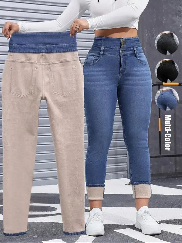 🔥Last Day 89% OFF🔥Women's High Elasticity Fleece Lined Thick Denim Jeans