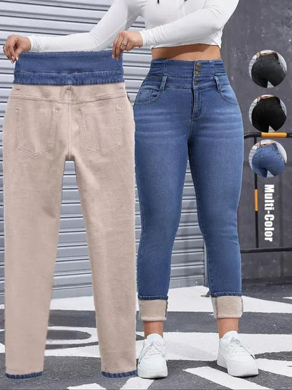 🔥Last Day 89% OFF🔥Women's High Elasticity Fleece Lined Thick Denim Jeans