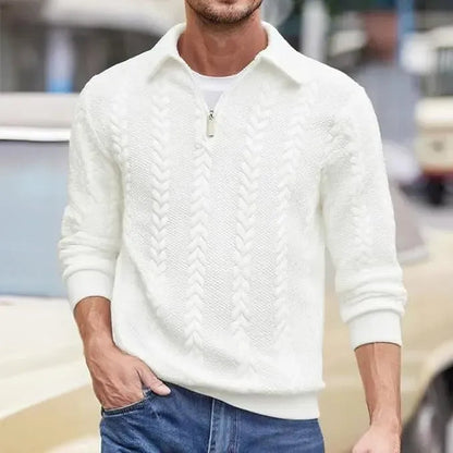 🔥 BESTSELLER | 8PCS $24.99 |Men's Fall Winter Outfits Knitted Polo Neck Long Sleeve Sweatshirt for Daliy Wear