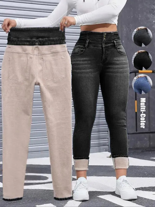 🔥Last Day 89% OFF🔥Women's High Elasticity Fleece Lined Thick Denim Jeans