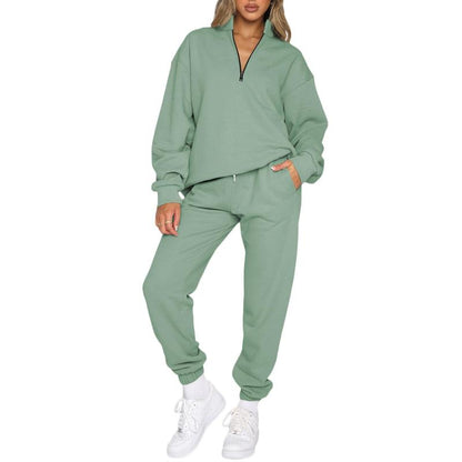 🔥 BESTSELLER | 8PCS $24.63 |Women's Oversized Half-Zip 2-Piece Jogger Set