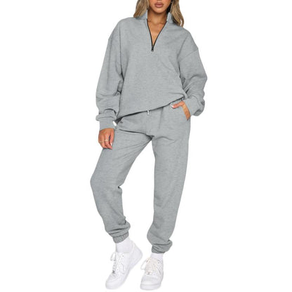 🔥 BESTSELLER | 8PCS $24.63 |Women's Oversized Half-Zip 2-Piece Jogger Set