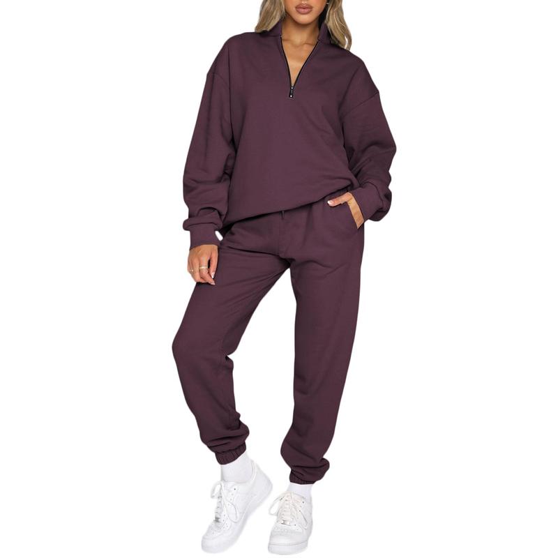 🔥 BESTSELLER | 8PCS $24.63 |Women's Oversized Half-Zip 2-Piece Jogger Set