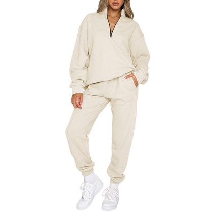 🔥 BESTSELLER | 8PCS $24.63 |Women's Oversized Half-Zip 2-Piece Jogger Set