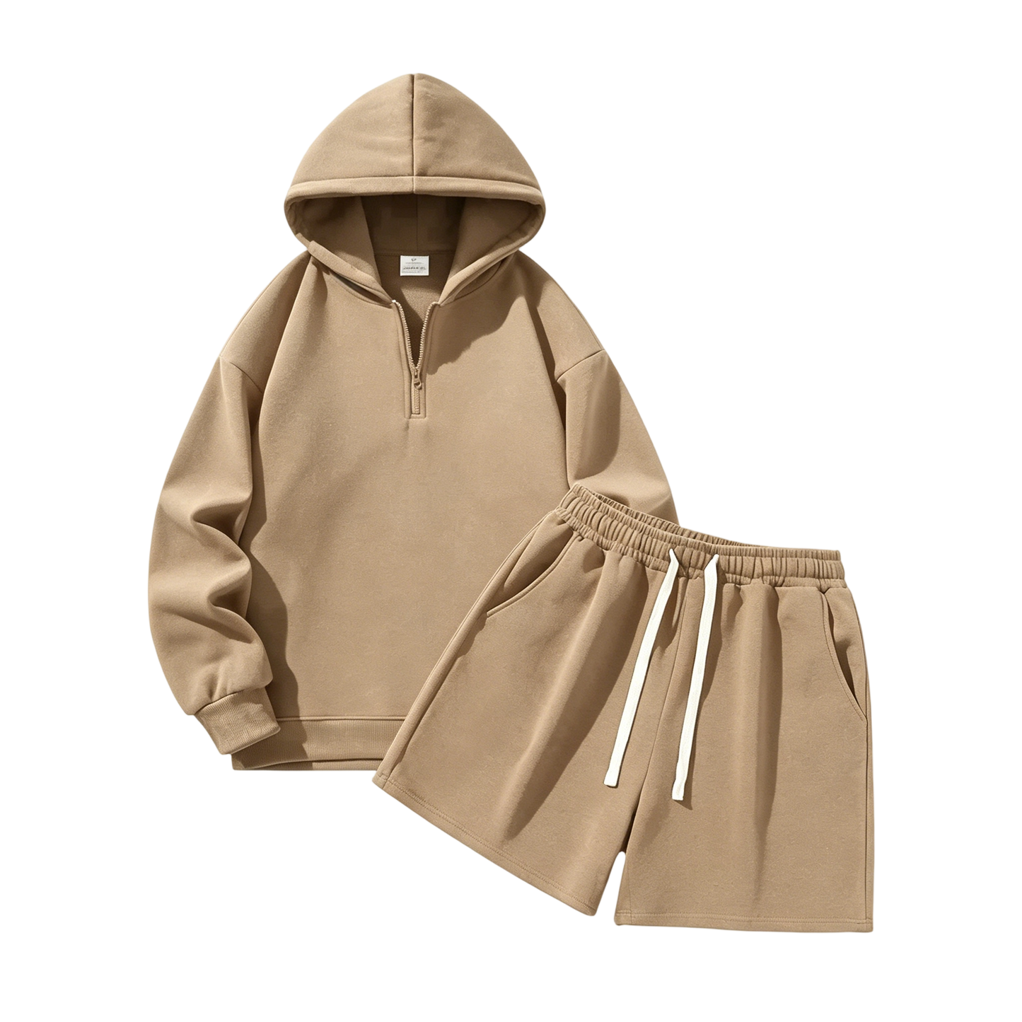 Men's Half-Zip Hoodie with Shorts Two-Piece Set